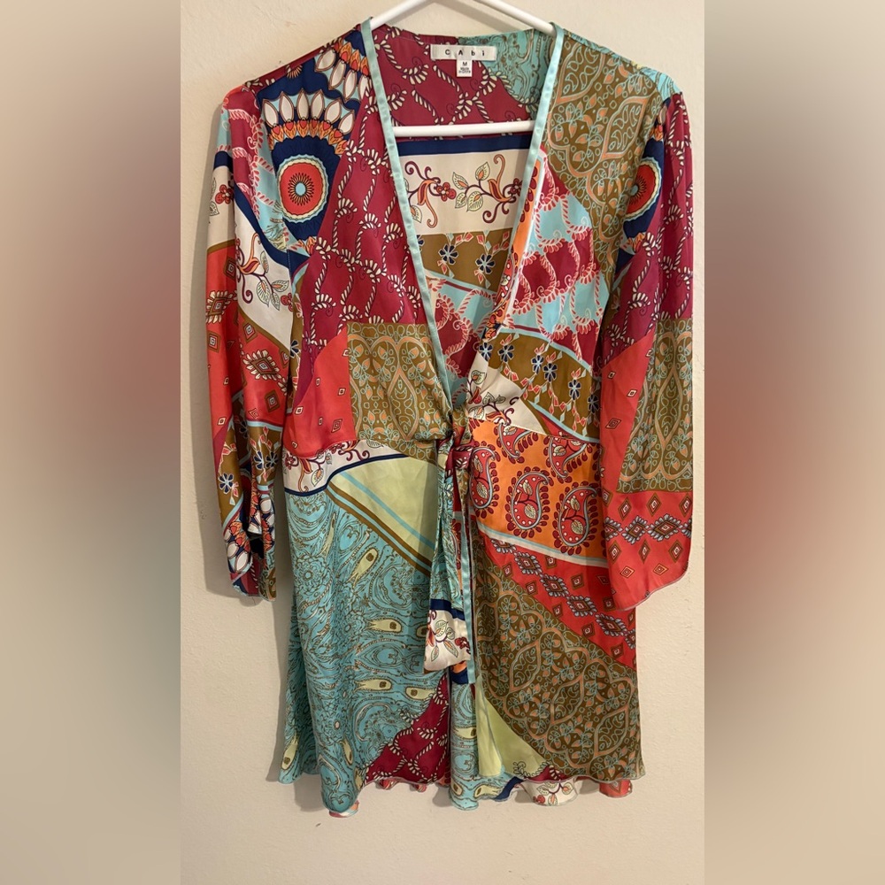 CABI Colorful Patchwork Long Sleeve Kimono